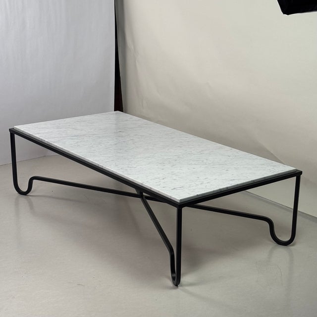 Large Honed White Marble 'Entretoise' Coffee Table by Design Frères For Sale In Los Angeles - Image 6 of 9