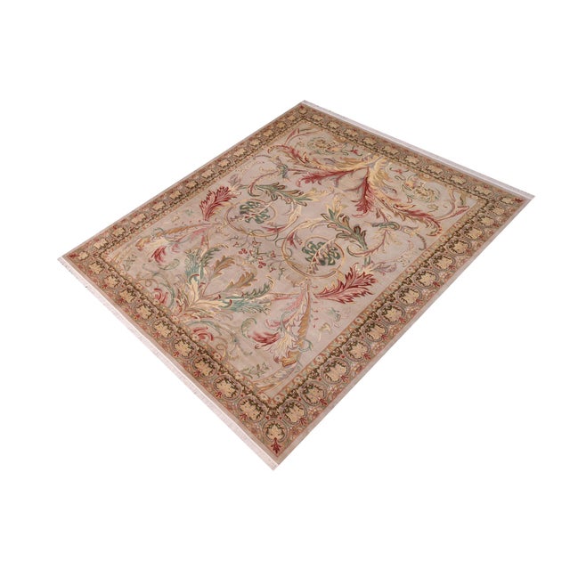 Shabby Chic 1990s Art Nouveau Heritage Lt. Gray/Green Wool Rug - 10'3" X 14'4" For Sale - Image 3 of 8