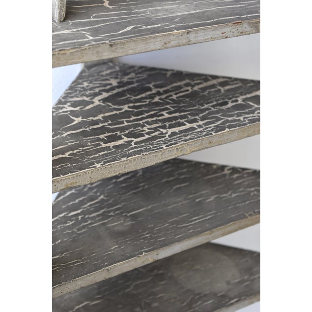 Vintage Folk Art Contracted Paint Finish Tiered Corner Shelf, Circa 1930s-40s For Sale - Image 10 of 13