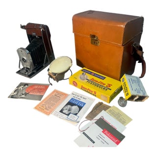 1951 Polaroid Land Camera & Accessories Model 95b Speedliner Orig.Case,Flash,14 Bulbs,Instructions. For Sale