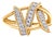 14K Yellow Gold Plated .925 Sterling Silver 1/4 Cttw Diamond Interlocking Bypass Ring (I-J Color, I1-I2 Clarity) - Size 9 For Sale