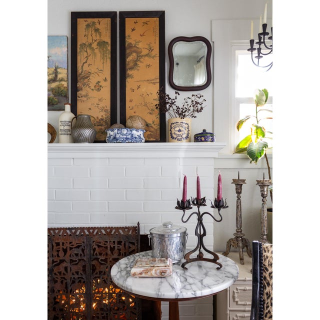 Late 19th Century Rustic Wrought Iron Art Nouveau Lotus Candelabra For Sale - Image 5 of 13