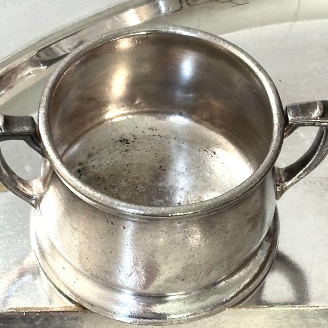 Silver Plate Sugar Bowl Renown Grace Line Hotel Manhattan For Sale In Columbus - Image 6 of 6