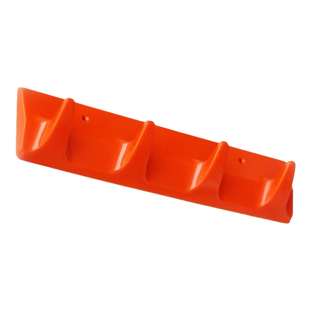 Ds Nos Vintage Wall Hooks Rail Coat Hanger Orange Space Age Plastic GDR 1970s 1980s For Sale