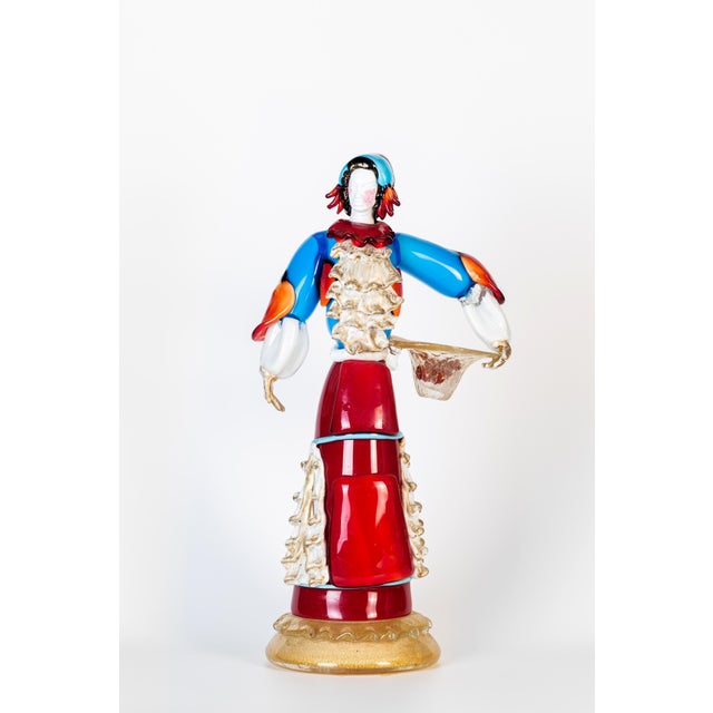 Murano Glass Sculpture of Woman in Traditional Dresses, 1980s For Sale - Image 3 of 6