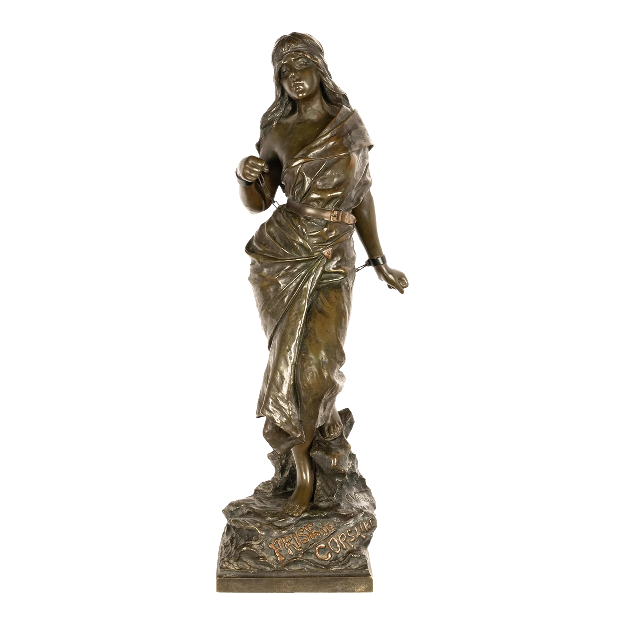Antique French Art Nouveau Bronze Figure Statue Sculpture 