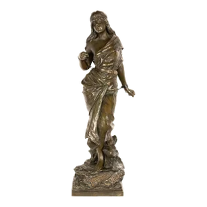 Antique French Art Nouveau Bronze Figure Statue Sculpture "Prise De Corsaire" by Emmanuel Villanis
