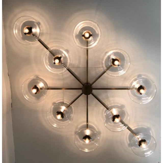 Transparent 21st Century Dieci Bronze Clear Murano Flush Mount by Fabio LTD For Sale - Image 8 of 11