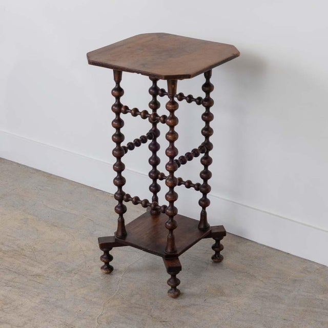 1940s 1940s Tall French Bobbin Wood Side Table For Sale - Image 5 of 11