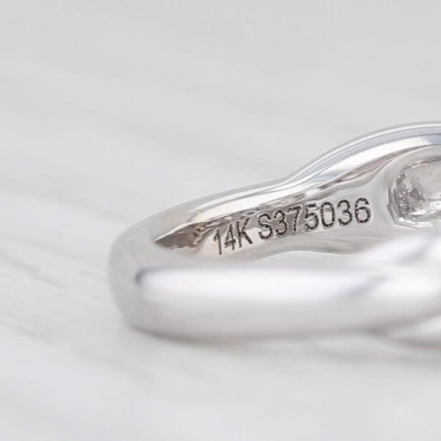 White 0.75ctw Round Diamond Halo Engagement Ring 14k White Gold Size 6.5 For Sale - Image 8 of 8