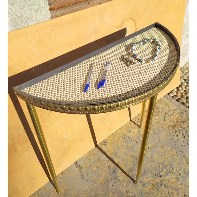 Gold Brass and Glass Console, 1940s For Sale - Image 8 of 9