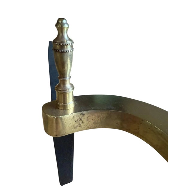 Brass Restored Chippendale Brass Andirons- A Pair For Sale - Image 8 of 9