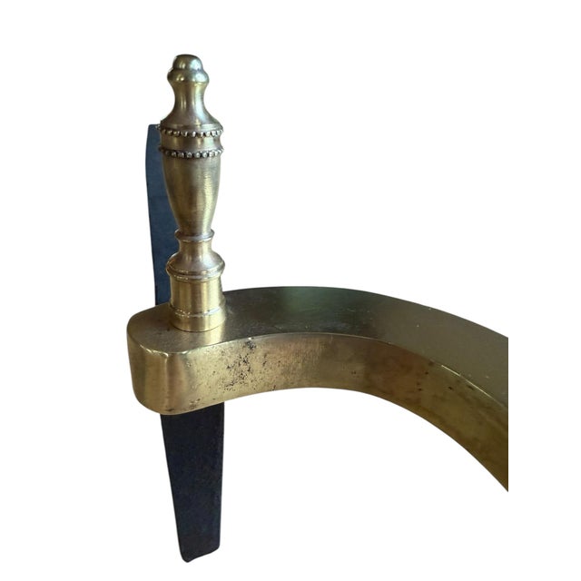 Brass Restored Chippendale Style Vintage Brass Andirons- A Pair For Sale - Image 8 of 9