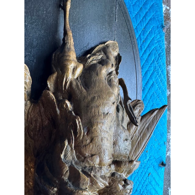 Air 19c Bronze Patina Game Bird Trophy Plaques Wood Mounted Signed P. Comolera For Sale - Image 9 of 10