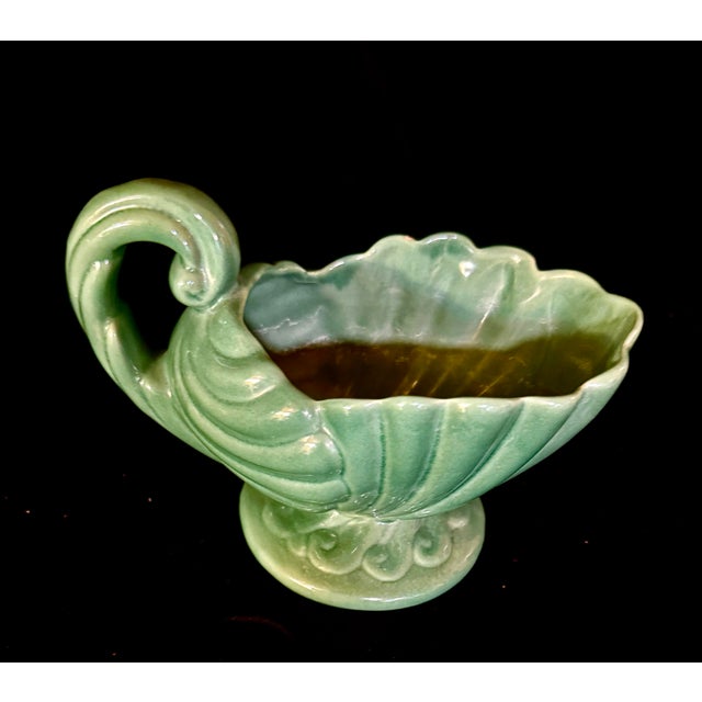 Green Mid 20th Century Green Cornucopia Planter For Sale - Image 8 of 9