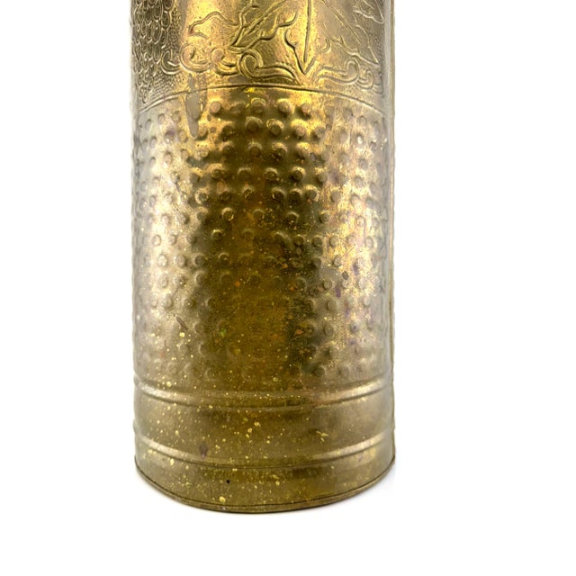 Vintage Hammered Brass Umbrella Stand With Grapevine Motif For Sale - Image 13 of 15