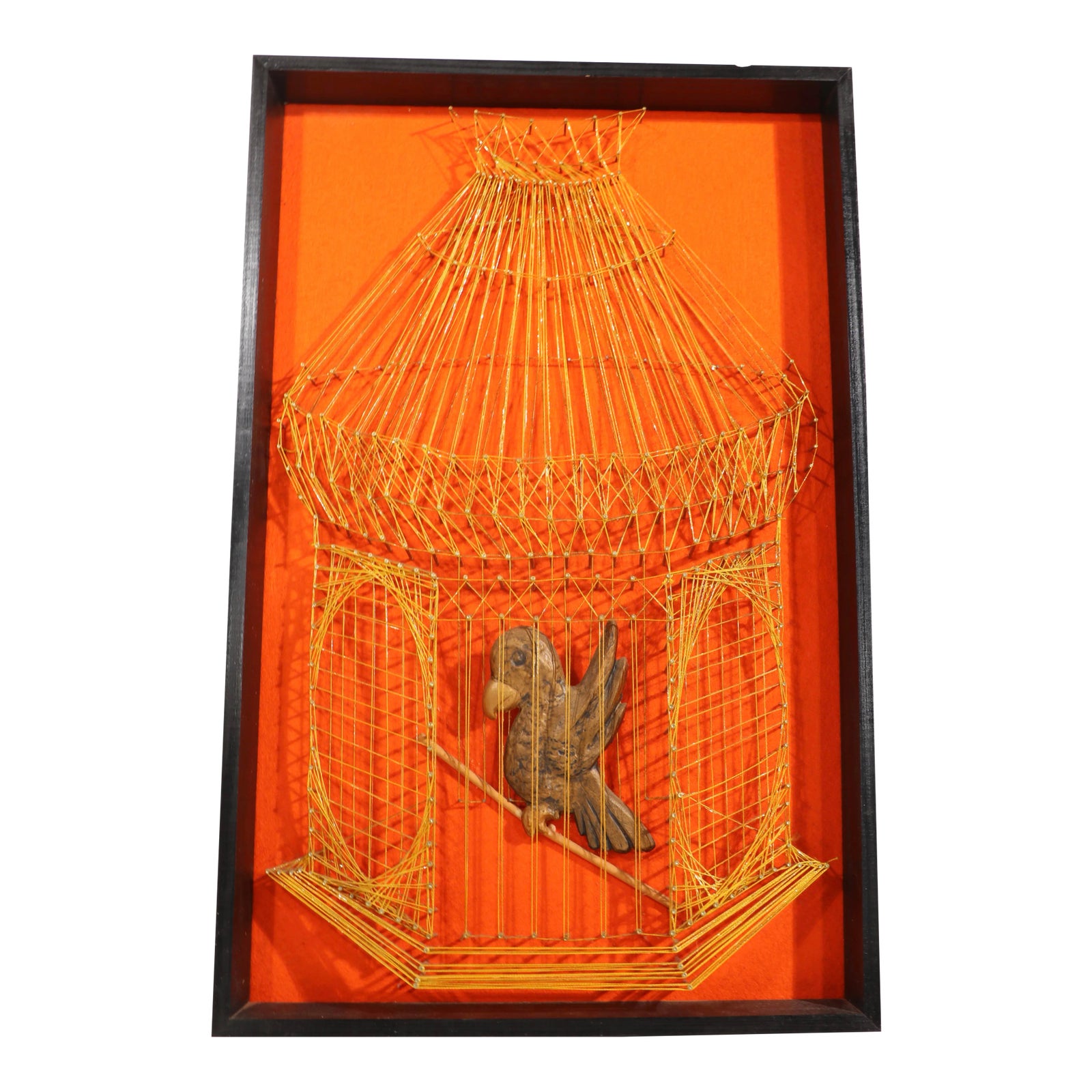 String Art Bird in a Gilded Cage Chairish