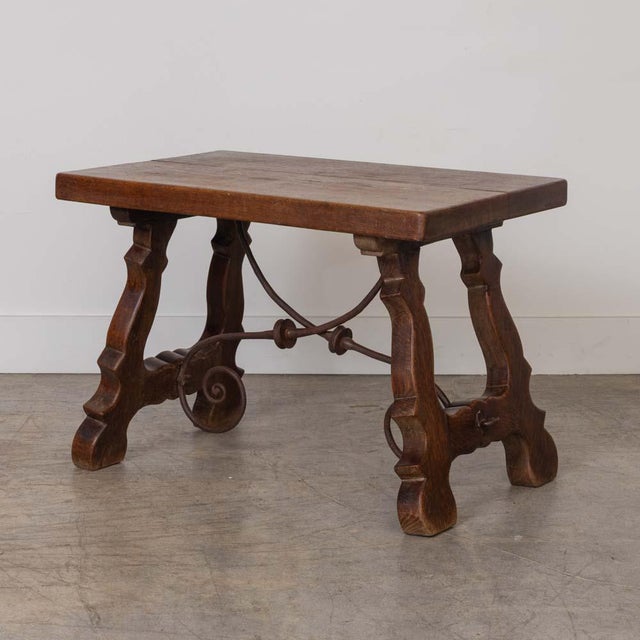 19th Century Spanish Wood and Iron Trestle Table For Sale - Image 4 of 18