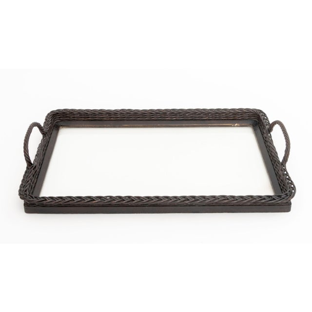 Vintage Brown Painted Wicker Tea Trolley For Sale - Image 9 of 11
