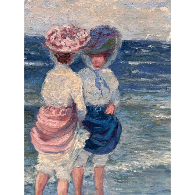 Robert Hamman Beach Day Original Oil Painting, Signed For Sale - Image 10 of 12