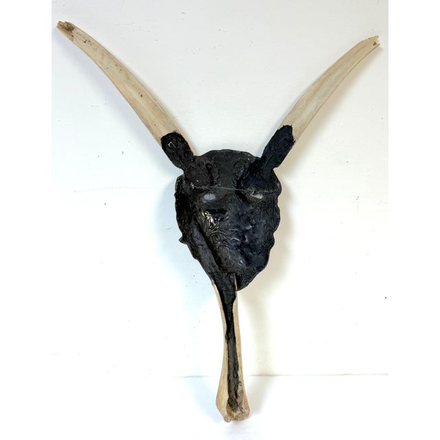 Black Tribal Mask Wall Sculpture by China Marks, American, b 1942 For Sale - Image 8 of 10