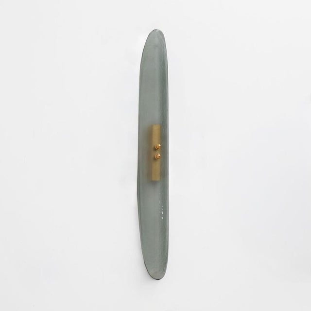 Mid-Century Modern Aqua Green Murano Glass Sconces in the style of Fontana Arte, 2000, Set of 2 For Sale - Image 4 of 9