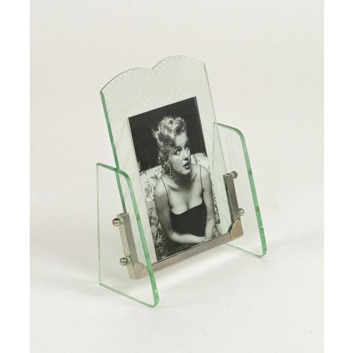 Silver Mid-Century Picture Frame in Glass and Steel attributed to Fontana Arte, Italy, 1950s For Sale - Image 8 of 15