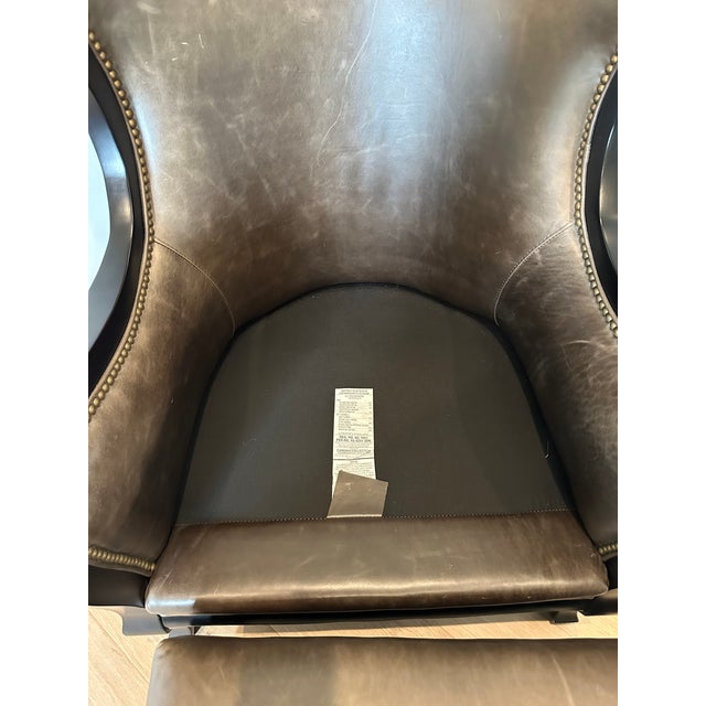 Arhaus Catania Wingback Chair & Matching Ottoman in Libby Smoke For Sale In Greenville, SC - Image 6 of 17
