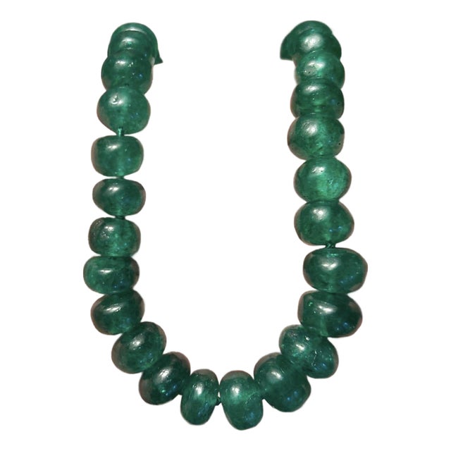Epic Emerald Rondelle Necklace With 14k Gold For Sale