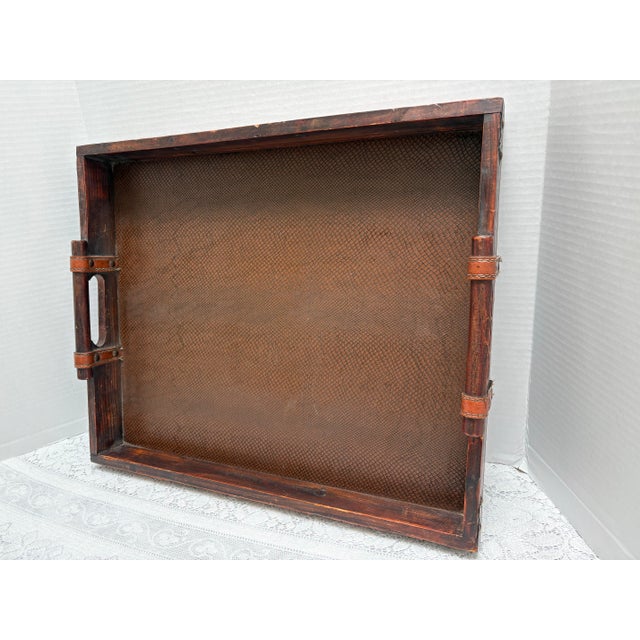 Farmhouse Vintage Rustic Wood Decor and Serving Tray For Sale - Image 3 of 8