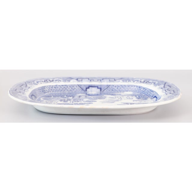 Late 19th Century Large 19th Century English Staffordshire Ironstone Blue Willow Platter For Sale - Image 5 of 10