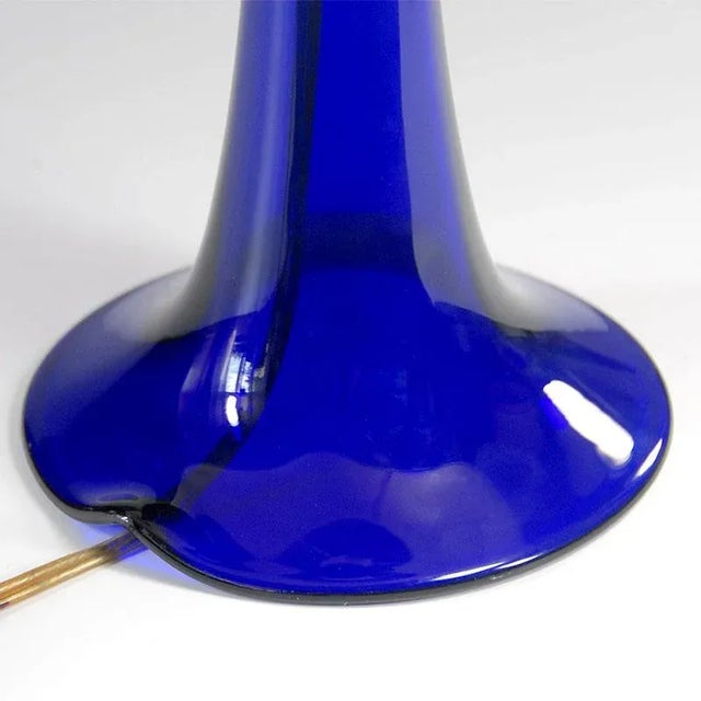 Glass Cobalt Glass Table Lamp, 1960s For Sale - Image 7 of 9