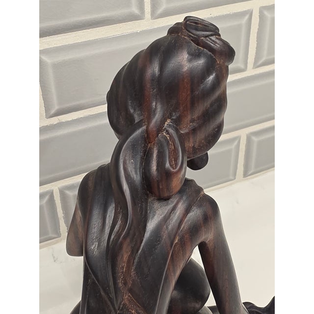 Ebony Vintage 1950s Balinese Modernist Ebony Water Carrier – Authentited Njana Tilem Gallery Piece For Sale - Image 8 of 12