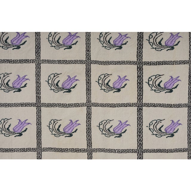 Vintage Aubusson Floral Turkish Kilim Rug 5'7'' X 8'2'' For Sale - Image 6 of 11