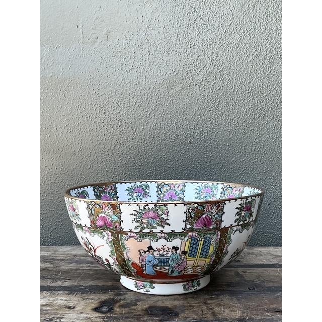 Vintage Asian Rose Famile Centerpiece Bowl For Sale - Image 4 of 12