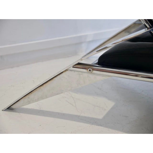 Vintage Black Leather & Steel Chaise Lounge by Massimo Iosa Ghini for Moroso For Sale - Image 10 of 16