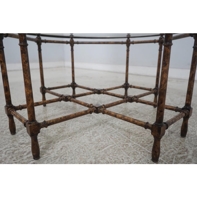 Baker Hollywood Regency Faux Bamboo Glass Top Coffee Table For Sale In Philadelphia - Image 6 of 11