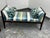 Design Plus Gallery presents a Bespoke Pair of Coastal Stripe Benches. This coordinating pair has brown stained wood...