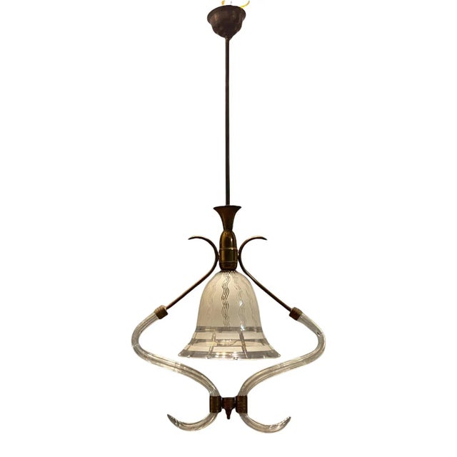 Italian Art Deco Murano Glass Pendant Lamp For Sale - Image 9 of 9