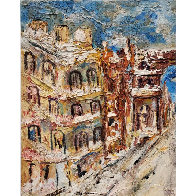 Charming and bright Impressionist painting of the Portes Saint-Denis in Paris done with thick Impasto style oil paint on...