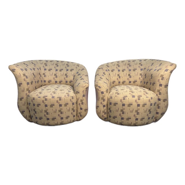 1990s Oversized Swivel Lounge Chairs Attributed to Weiman For Sale