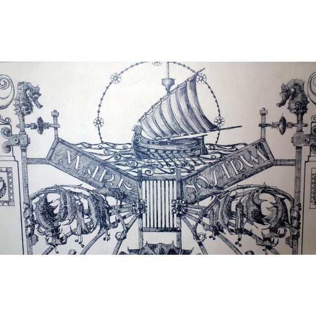 Silvio Gambini, Study A of Wrought Iron Gate, Drawing on Paper, 20th Century, Framed For Sale - Image 3 of 6