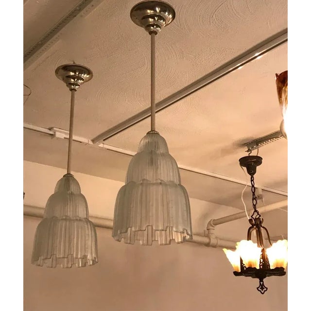 Art Deco French Art Deco Waterfall Chandeliers Signed by Sabino - a Pair For Sale - Image 3 of 11