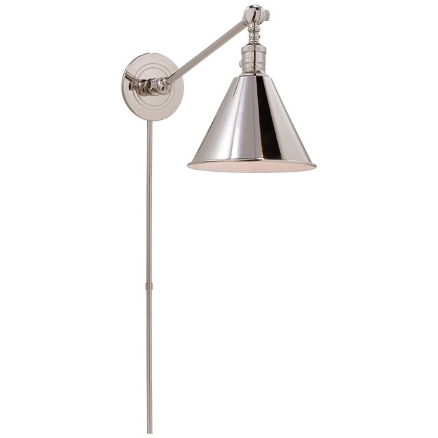 Chapman & Myers for Visual Comfort Signature Boston Functional Single Arm Library Light in Polished Nickel For Sale