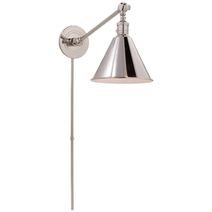 Chapman & Myers for Visual Comfort Signature Boston Functional Single Arm Library Light in Polished Nickel