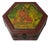 Oriental Hexagonal Red Color Lohans Monks Drawing Accent Box For Sale