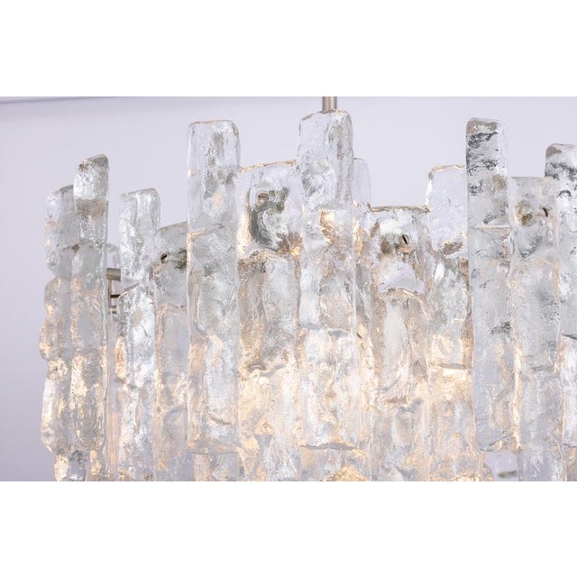 Glass Large Soria Chandelier in Ice Glass from Kalmar, Germany, 1970 For Sale - Image 7 of 14
