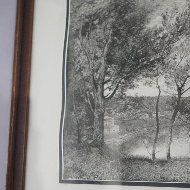 Framed Print, Copy After Corot French Impressionist La Sepia Landscape, 20th C For Sale - Image 10 of 13