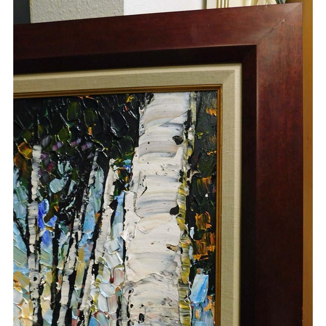 Maya Eventov Aspen Trees Original Acrylic Painting on Canvas Custom Framed Art For Sale - Image 10 of 10