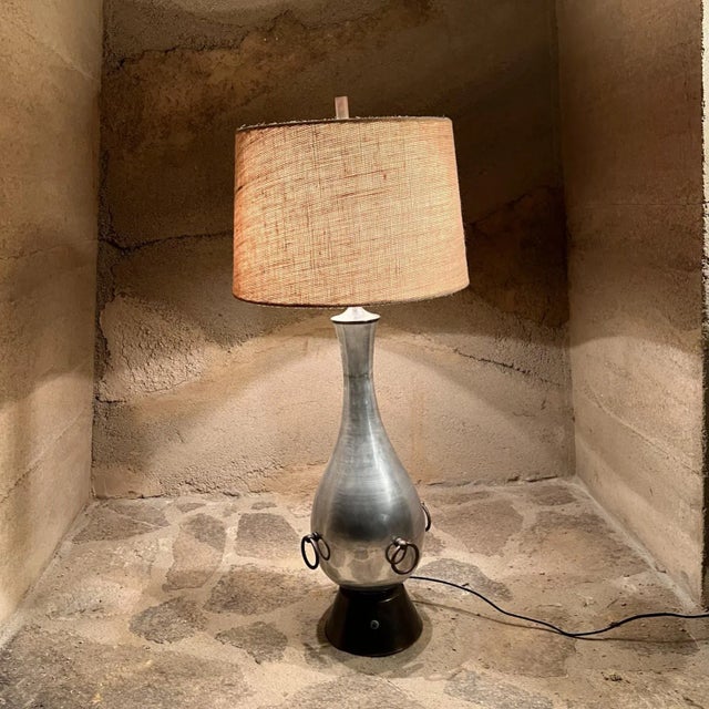 1950s Arturo Pani Sensational Table Lamp Aluminum & Brass Mexico City For Sale - Image 9 of 10